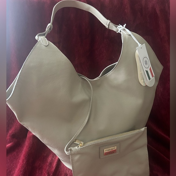 VIOLA CASTELLANI Granite Made In Italy Leather Oval Bottom Hobo Handbag - Picture 5 of 9